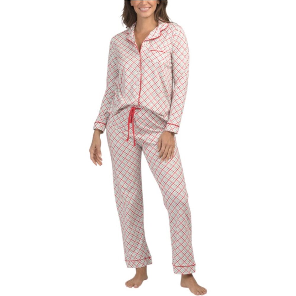 POPPY & CLAY 2pc Organic Cotton Packaged Plaid Notch Pajama Set